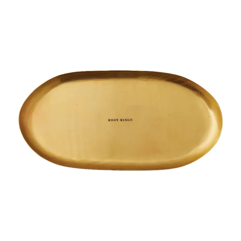Rosy Rings Etched Gold Brick Oval Plate