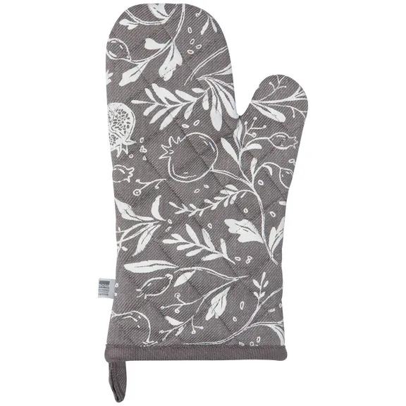 Oven Mitt Spruce Promegranates Gray Final Sale