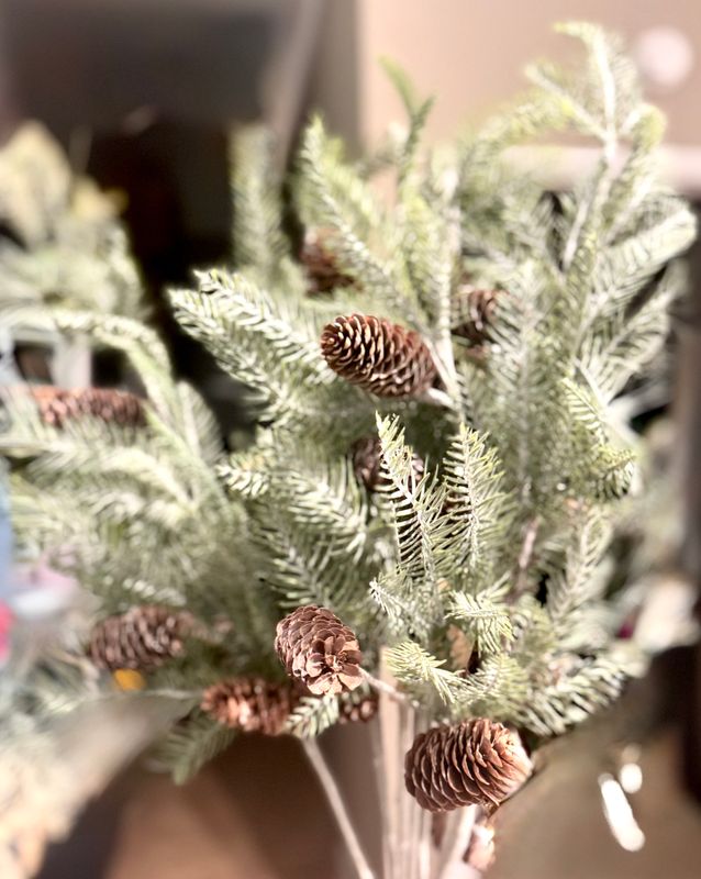 Soft Green Pine Stem With Pinecones 32" Final Sale