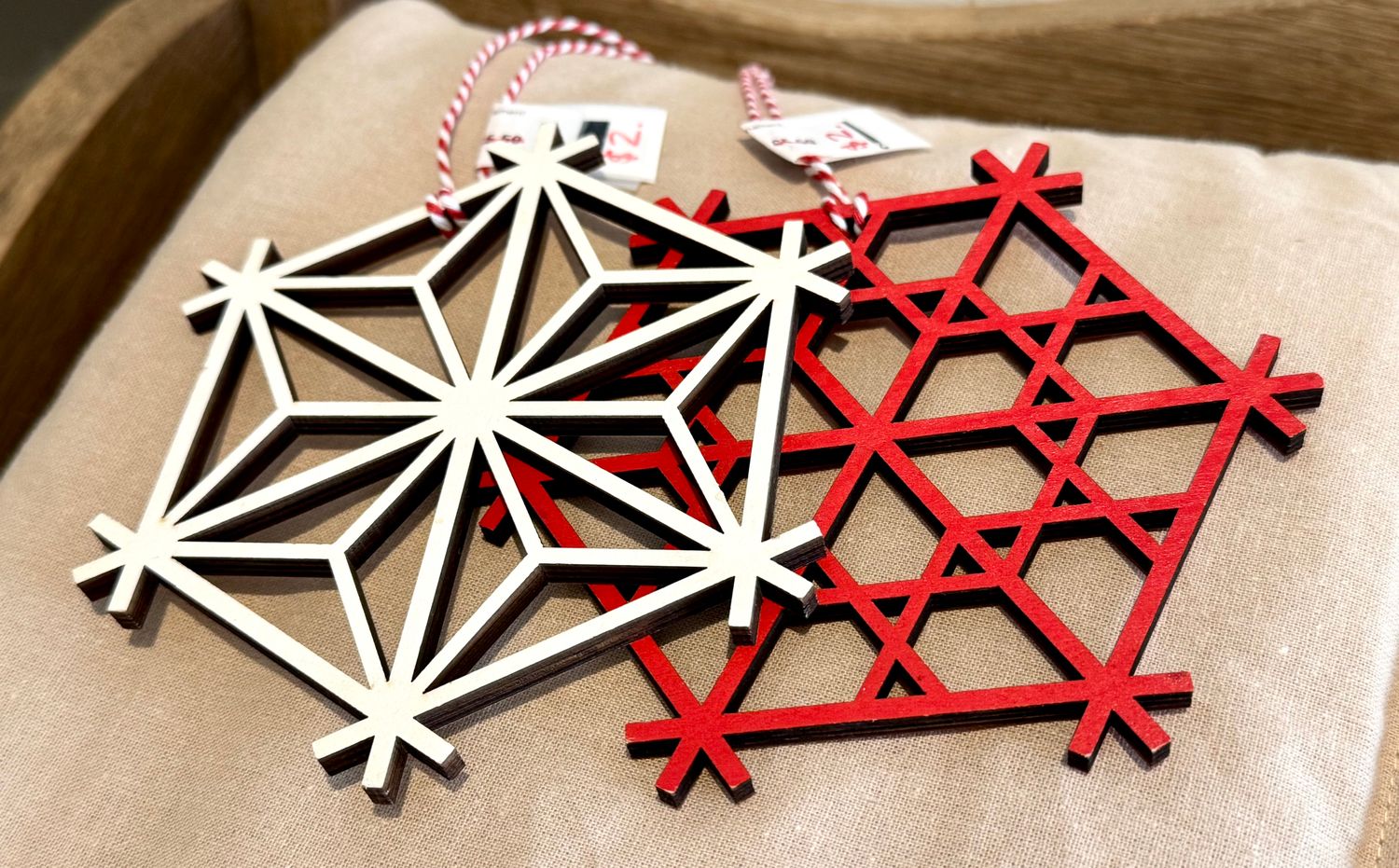 Red Wooden Snowflake Ornament Final Sale