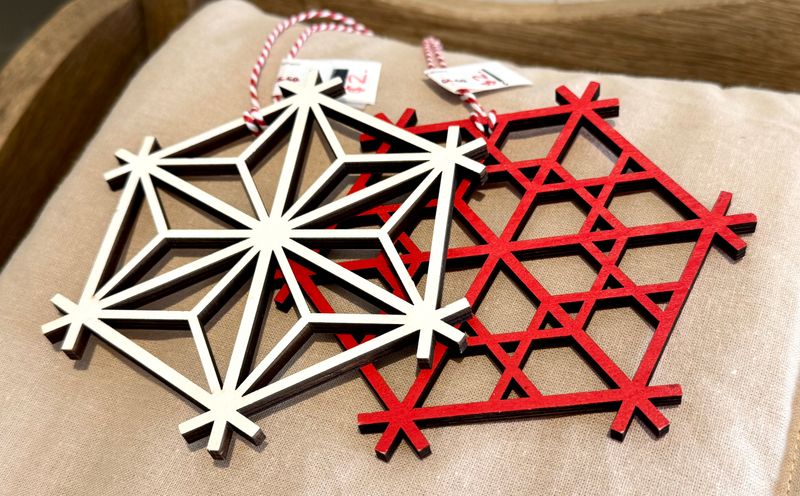 Red Wooden Snowflake Ornament Final Sale