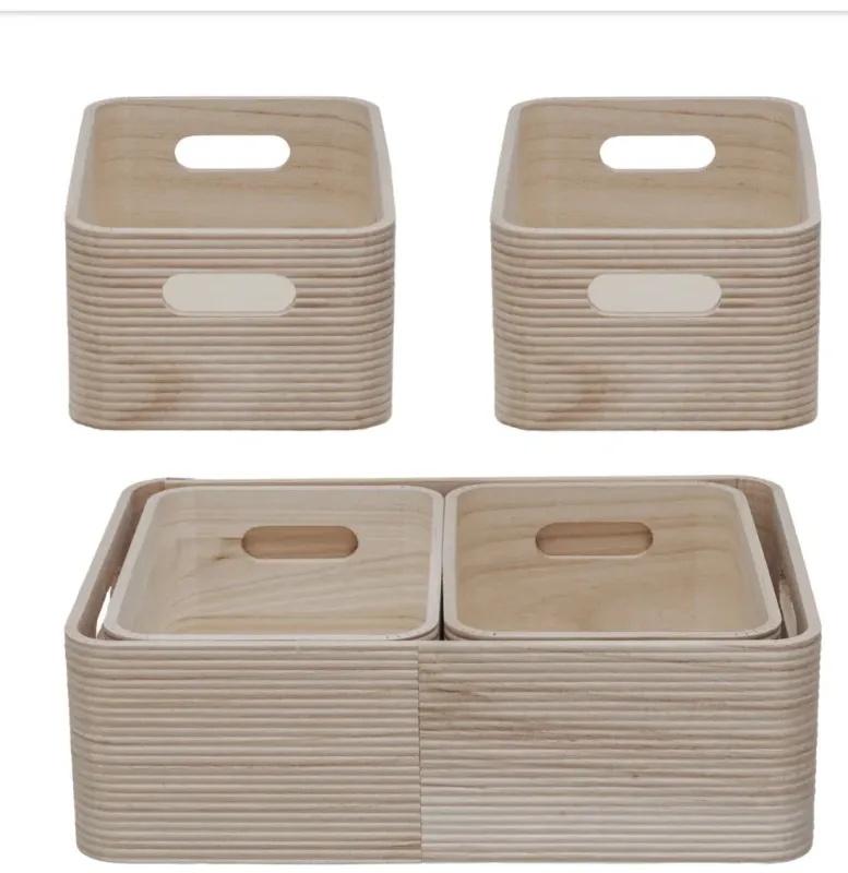 Wooden Nesting Container With Handles Small