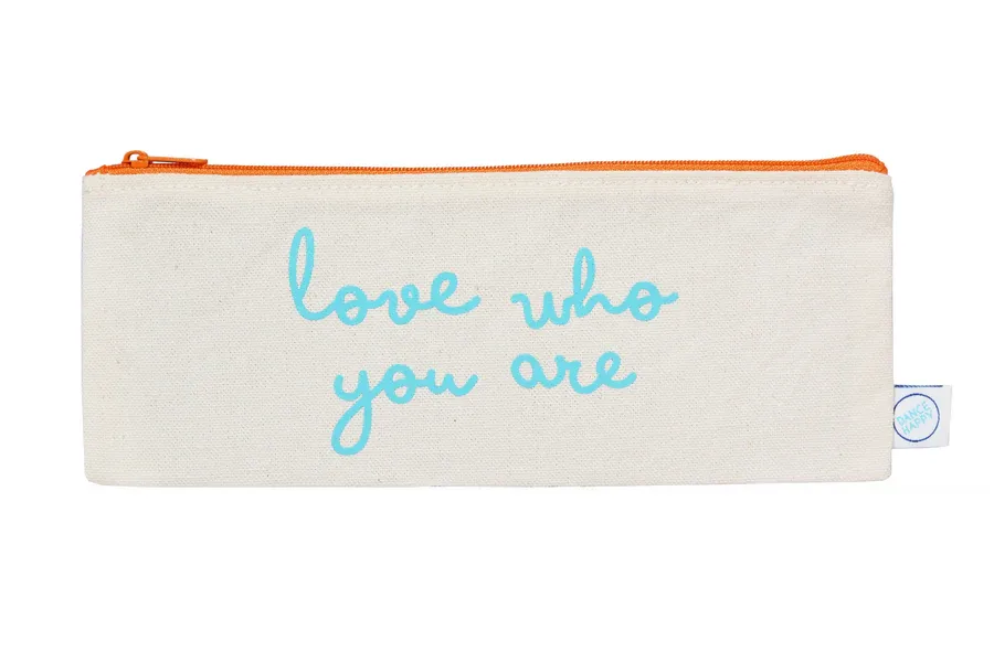 Love Who You Are Pencil Case In Aqua FINAL SALE