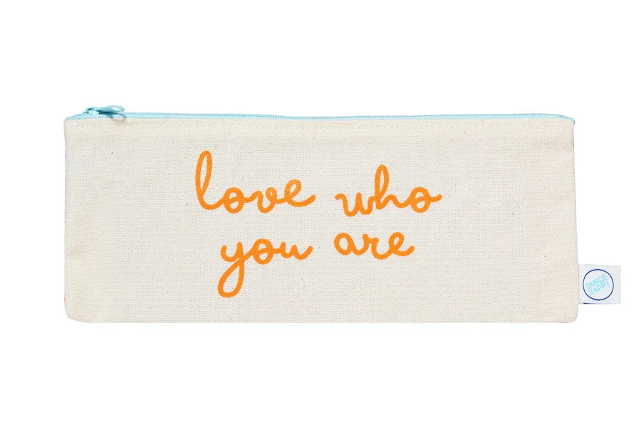 Love Who You Are Pencil Case In Orange FINAL SALE