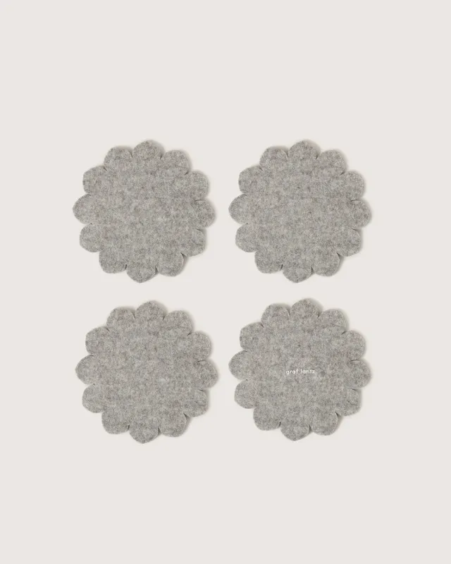 Wool Felt Coaster Scalloped Edges 4 Pack Granite