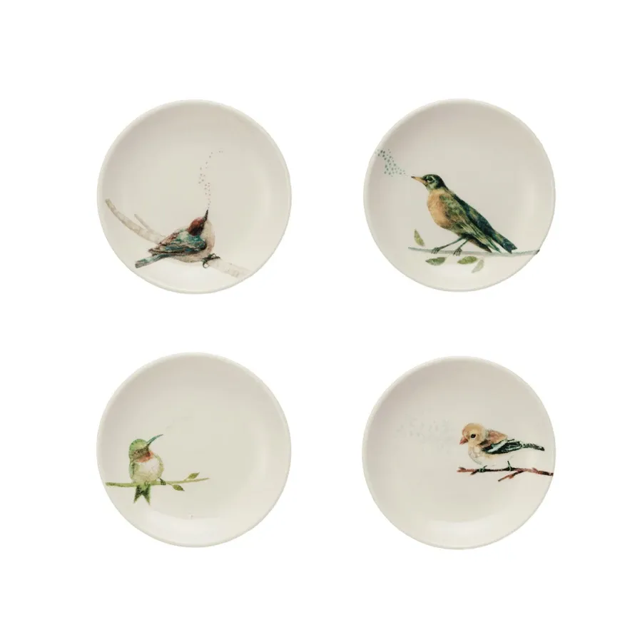 Stoneware Dish With Robin On Branch 4" Final Sale