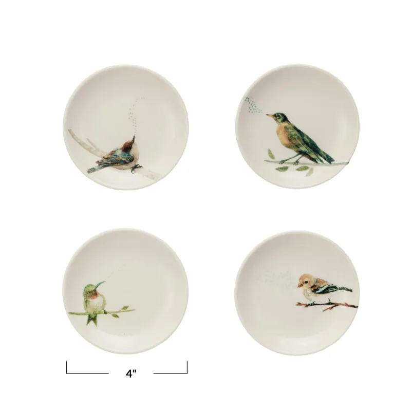 Stoneware Dish With Robin On Branch 4" Final Sale