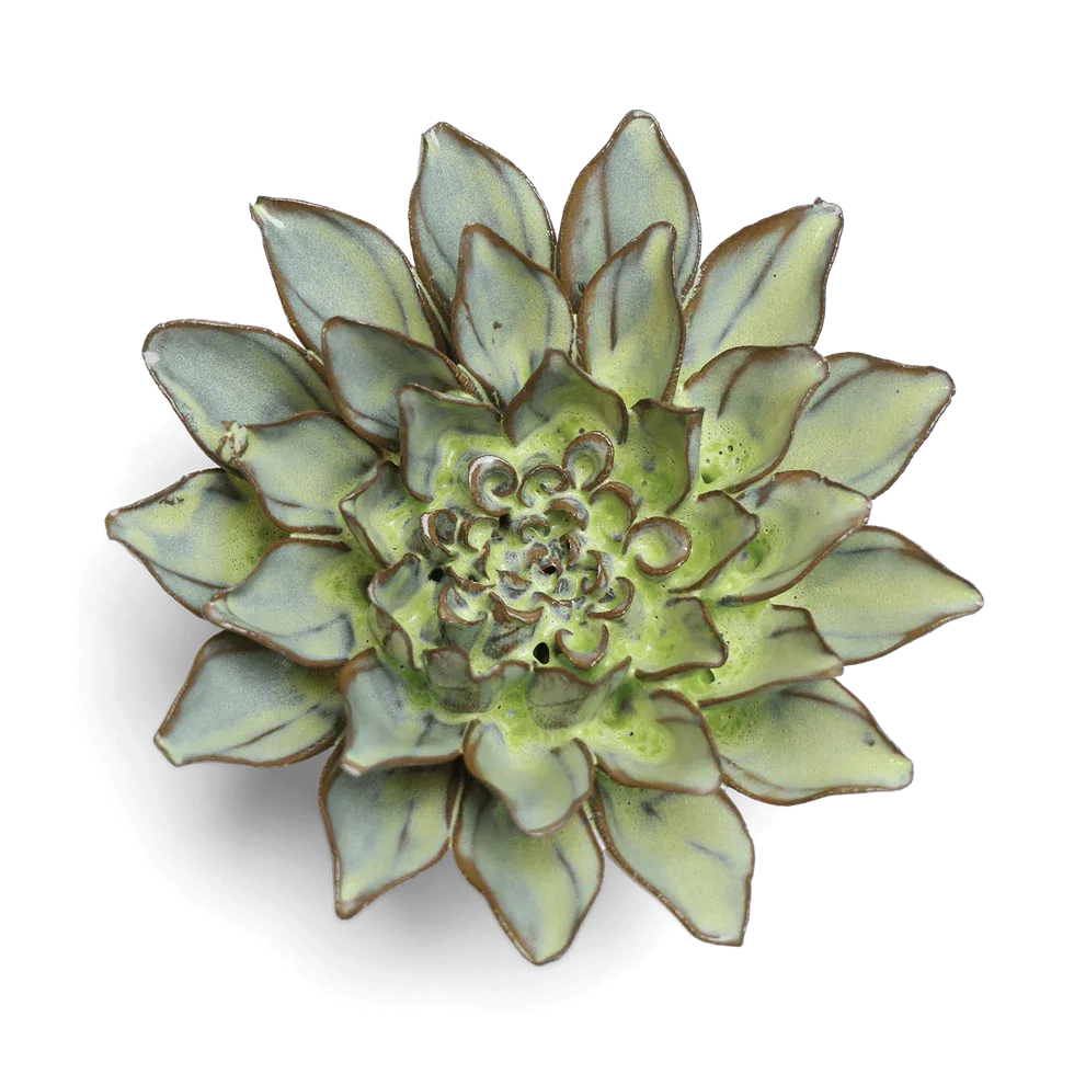 Ceramic Green Aster Flower Medium