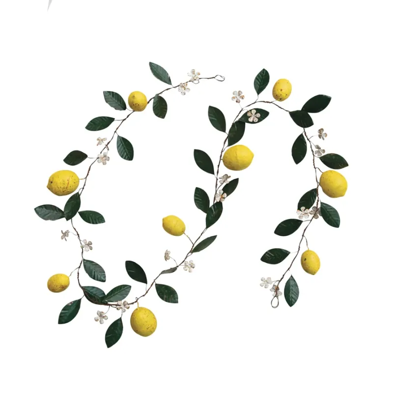 Metal Garland With Lemons &amp; Leaves 72" L x 4" H Final Sale