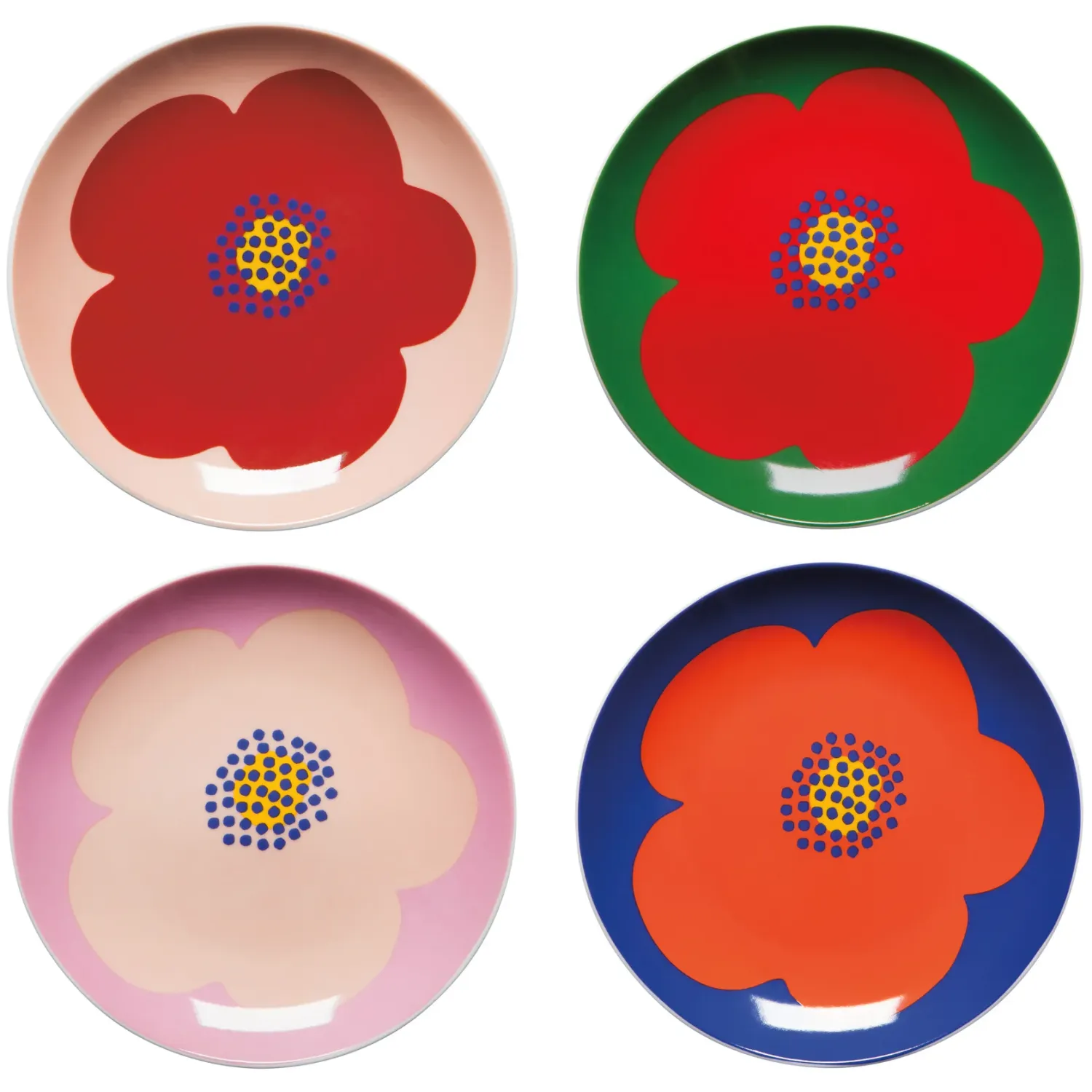 Appetizer Plate 6" Red Poppy On Peach FINAL SALE