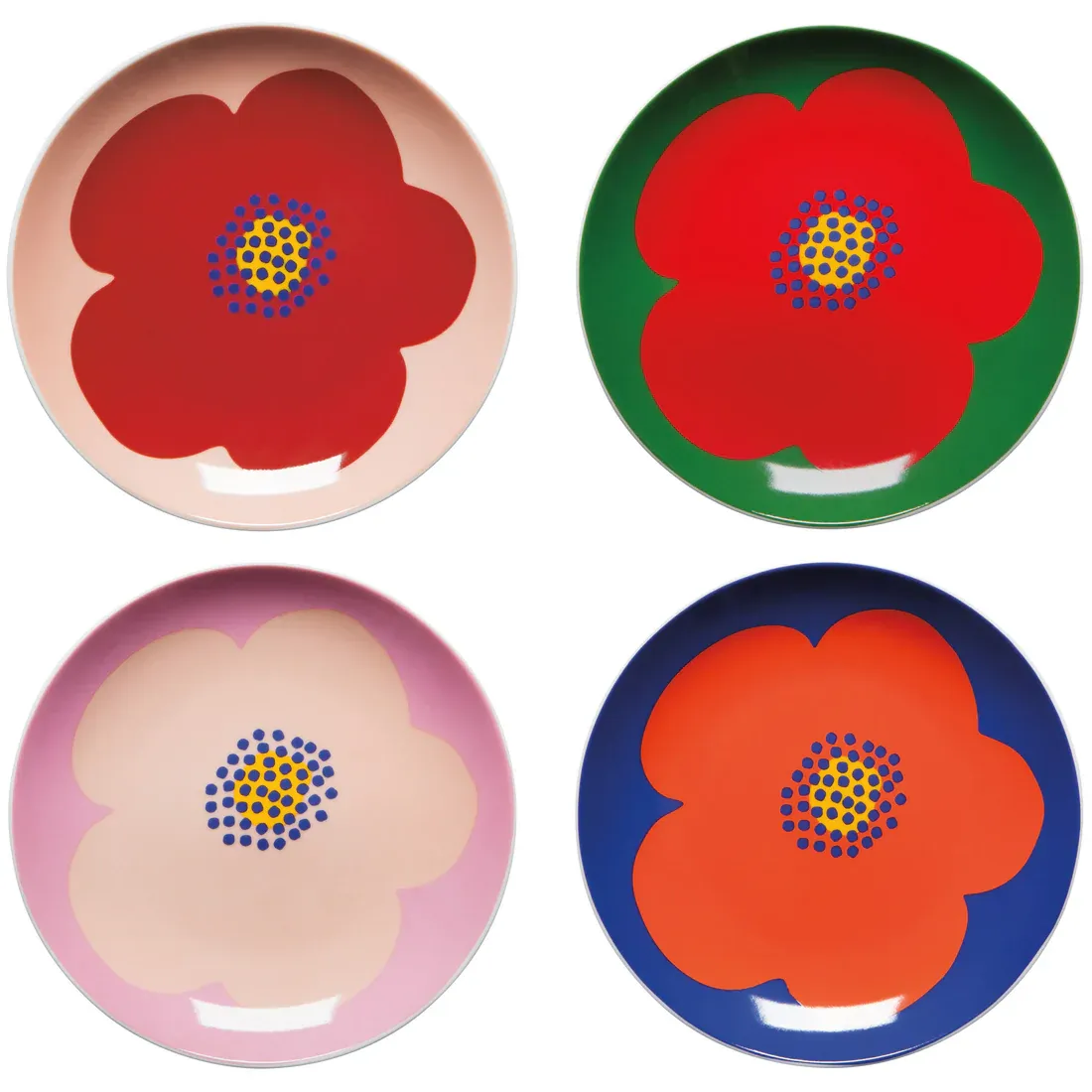 Appetizer Plate 6" Orange Poppy On Blue FINAL SALE