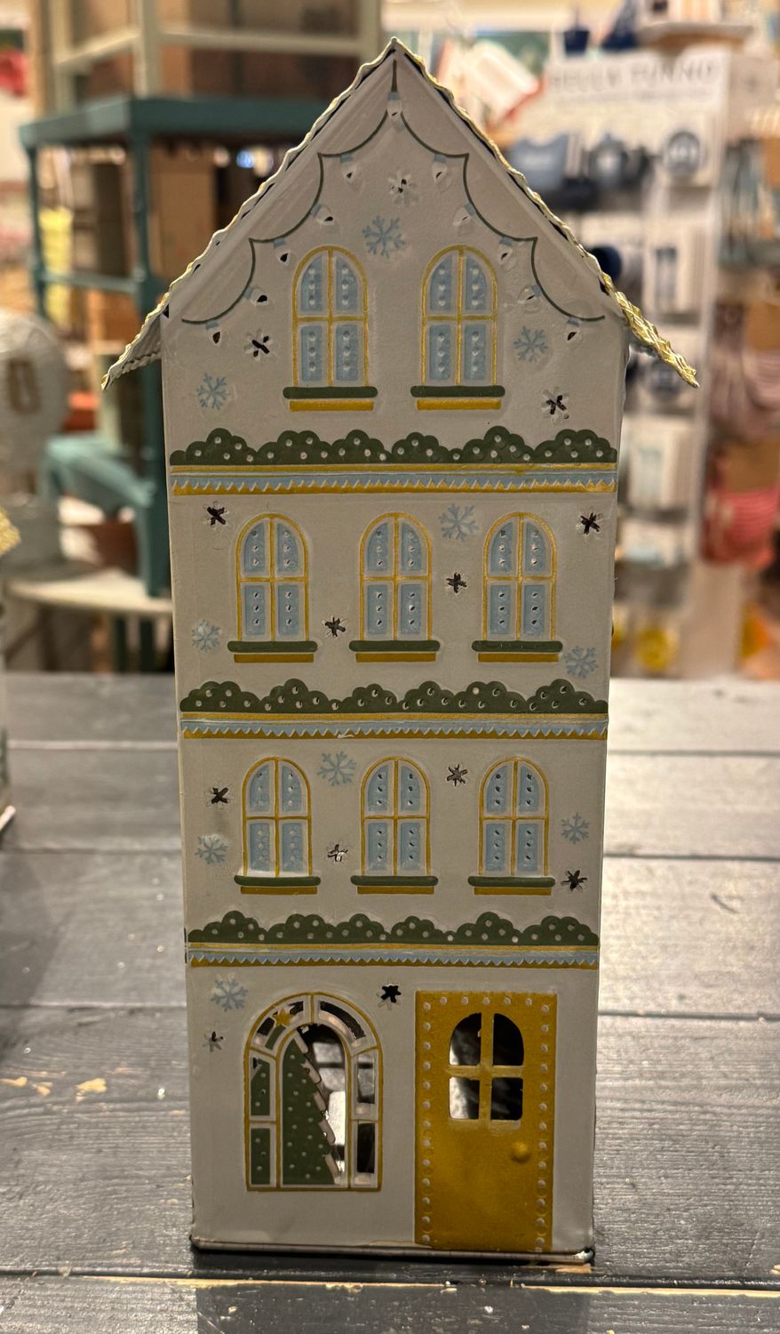 Metal House 11" With Gold Front Door Final Sale