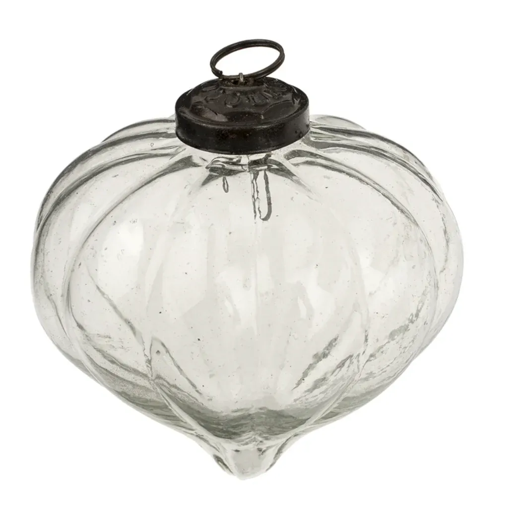 Silverfrost Clear Glass Onion Ornament Final Sale