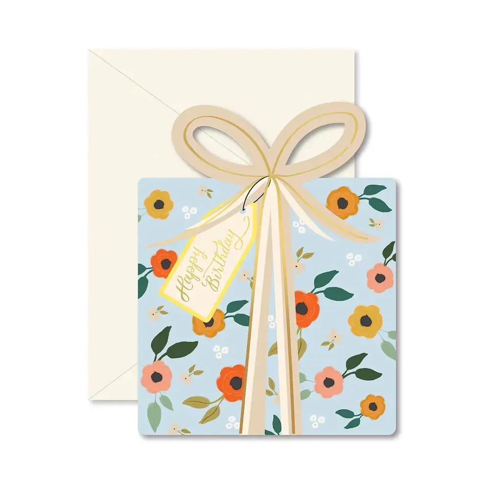 Card Blue Floral Birthday Gift