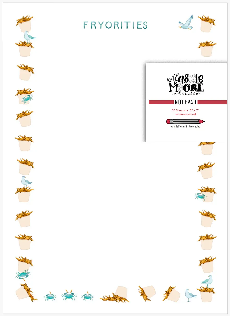 Fryorities Maryland Beach Notepad