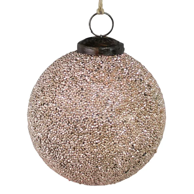 Crystalized Glass Ornament In Blush Pink 4" Final Sale