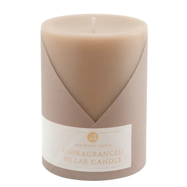 Unfragranced Pillar Candle Tan 3x4 Final Sale