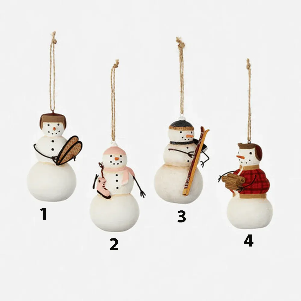 Snowman With Snowshoes Ornament 4" Final Sale