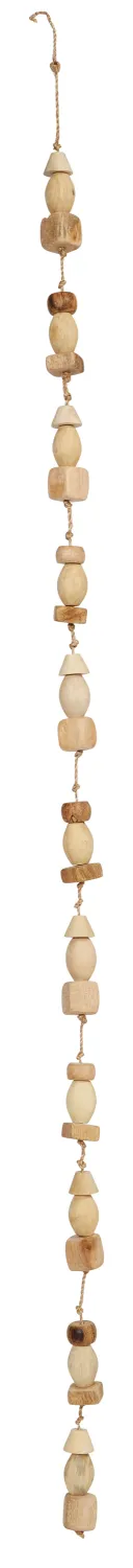 Brass &amp; Metal Leaf Garland With Mango Wood Beads 72" L x 2.5" H