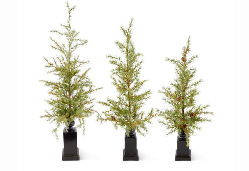 Pine Tree With Mini Pinecones On Black Stand Large 44" Final Sale