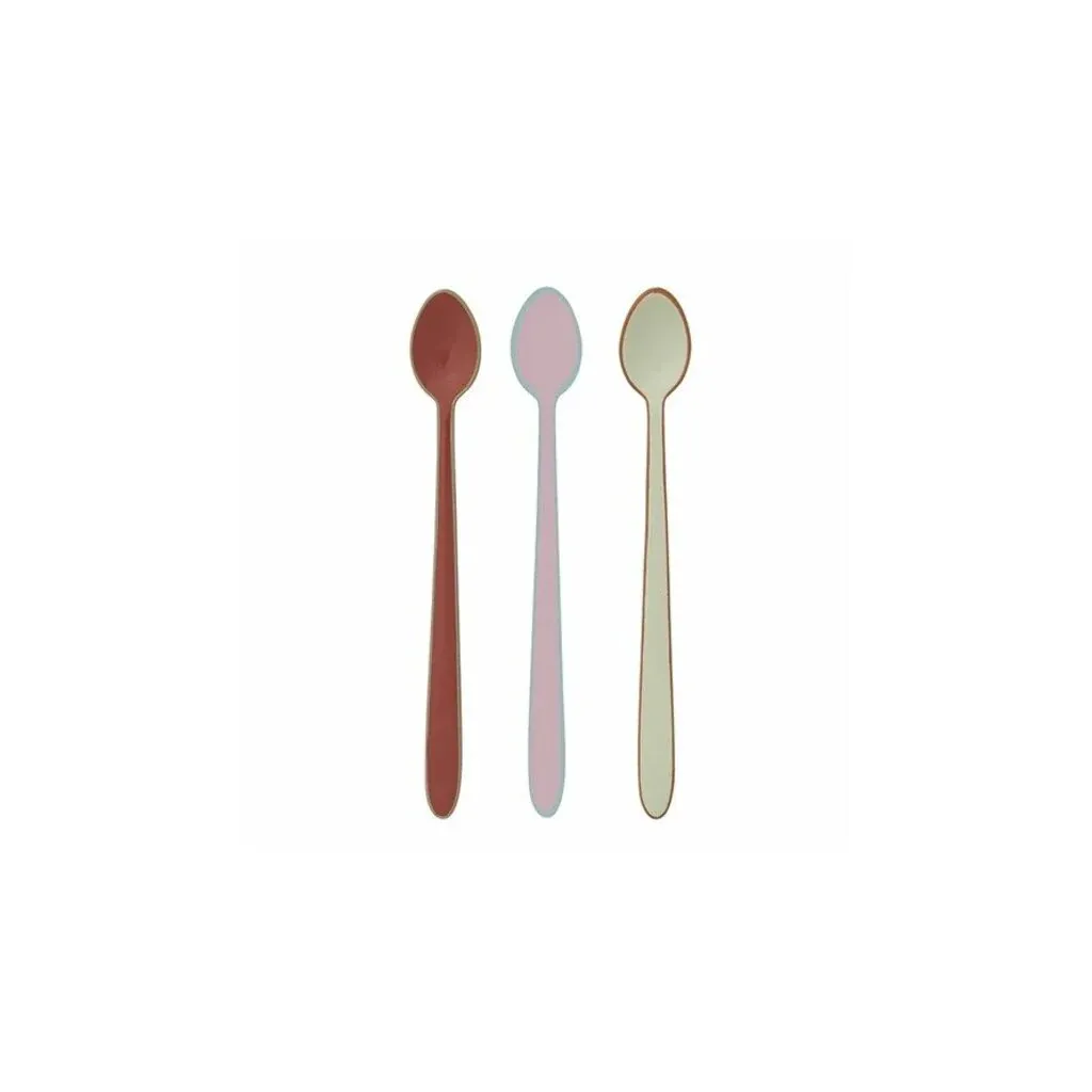 Enameled Stainless Steel Cocktail Spoon Pink &amp; Blue