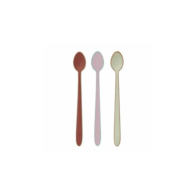 Enameled Stainless Steel Cocktail Spoon Pink &amp; Blue