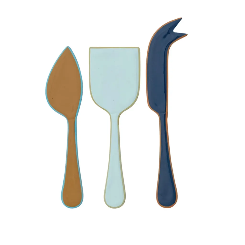 Enameled Stainless Steel Parmesan Cheese Knife Brown &amp; Blue