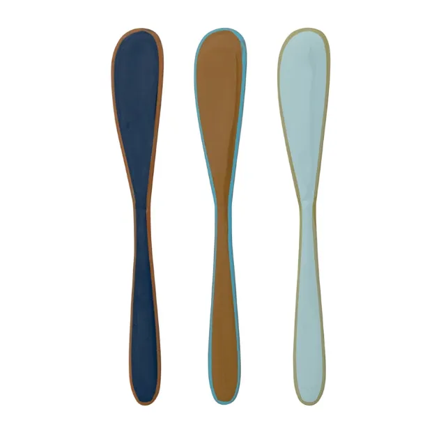 Enameled Stainless Steel Canape Knife Brown &amp; Blue