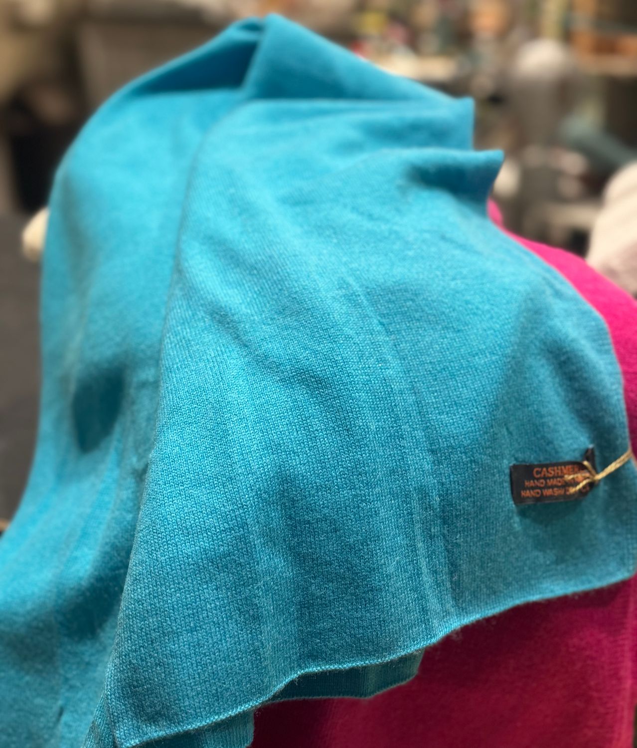 Cashmere Scarf/Wrap In Turquoise Final Sale