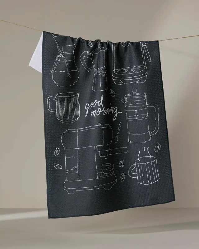 Geometry Tea Towel Good Morning Coffee