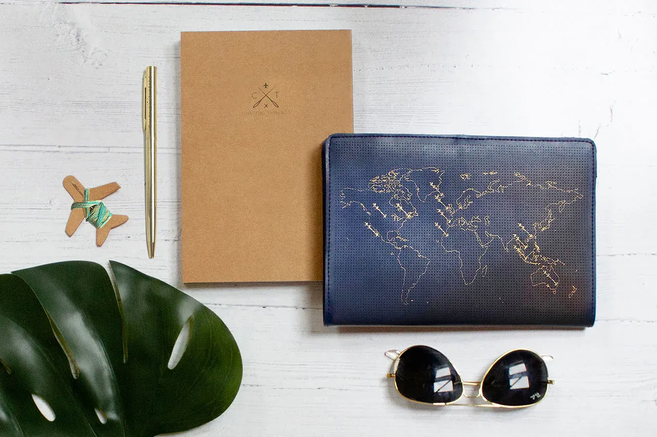 Stitch Your Travels Map Notebook Kit In Navy