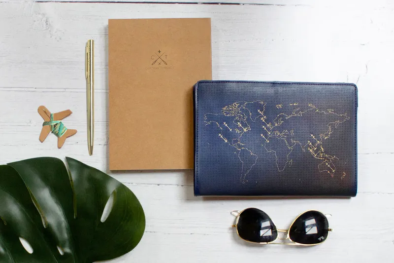 Stitch Your Travels Map Notebook Kit In Navy