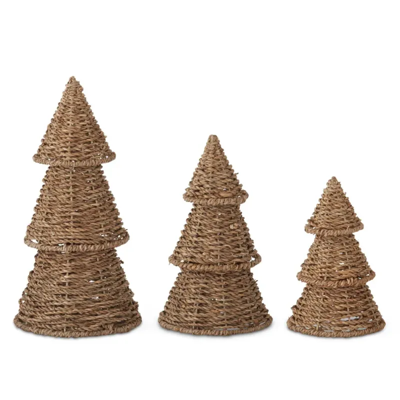 Woven Rattan Tabletop Christmas Tree 13" Large Final Sale