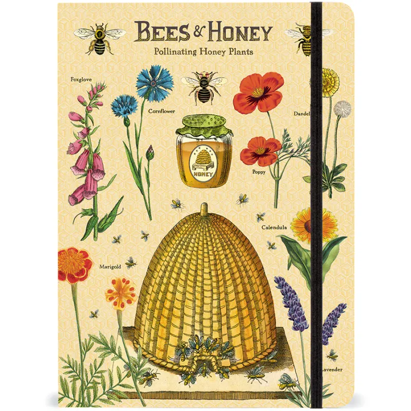 Notebook With Elastic Closure Large Bees &amp; Honey