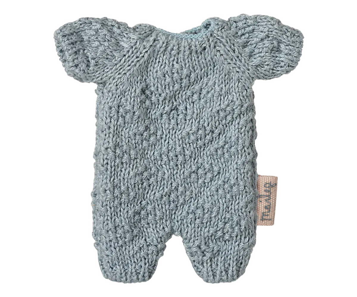 Maileg Knitted Suit Blue For Baby Mouse