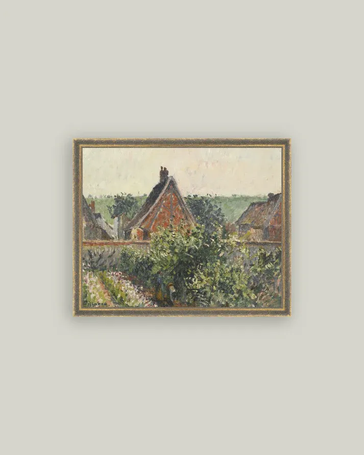Antique Art Framed Near The Garden 22x18