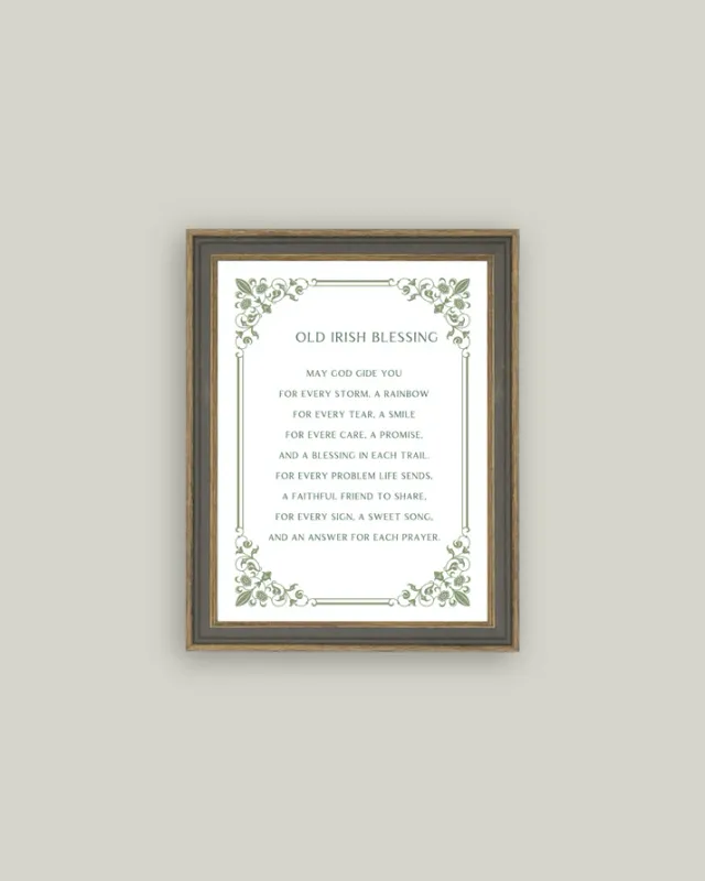 Antique Art Framed Irish Blessing 7x9