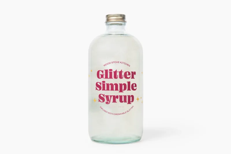 Wood Stove Kitchen Glitter Simple Syrup 16 fl oz