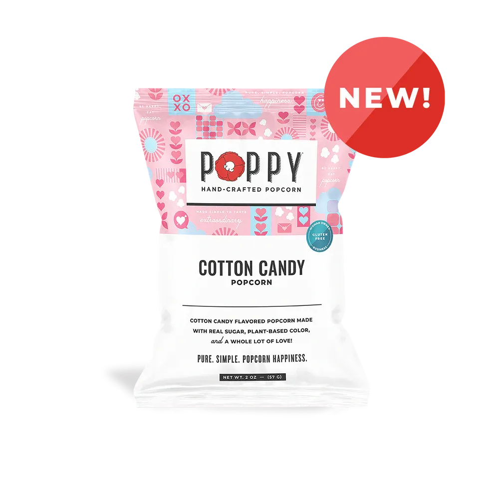 Poppy Popcorn Cotton Candy 2oz Snack Bag