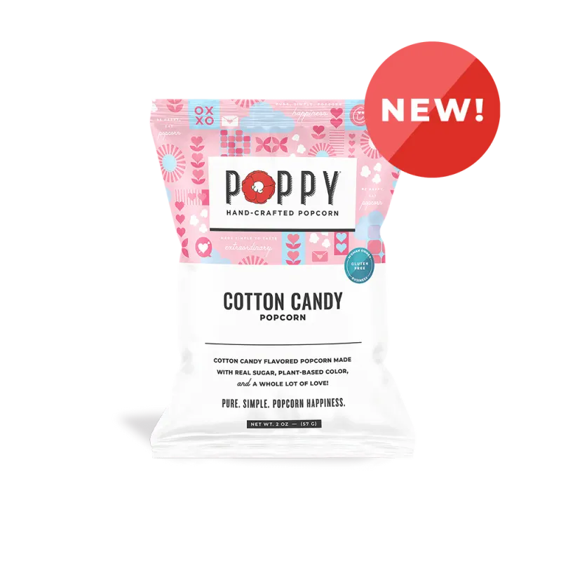 Poppy Popcorn Cotton Candy 2oz Snack Bag