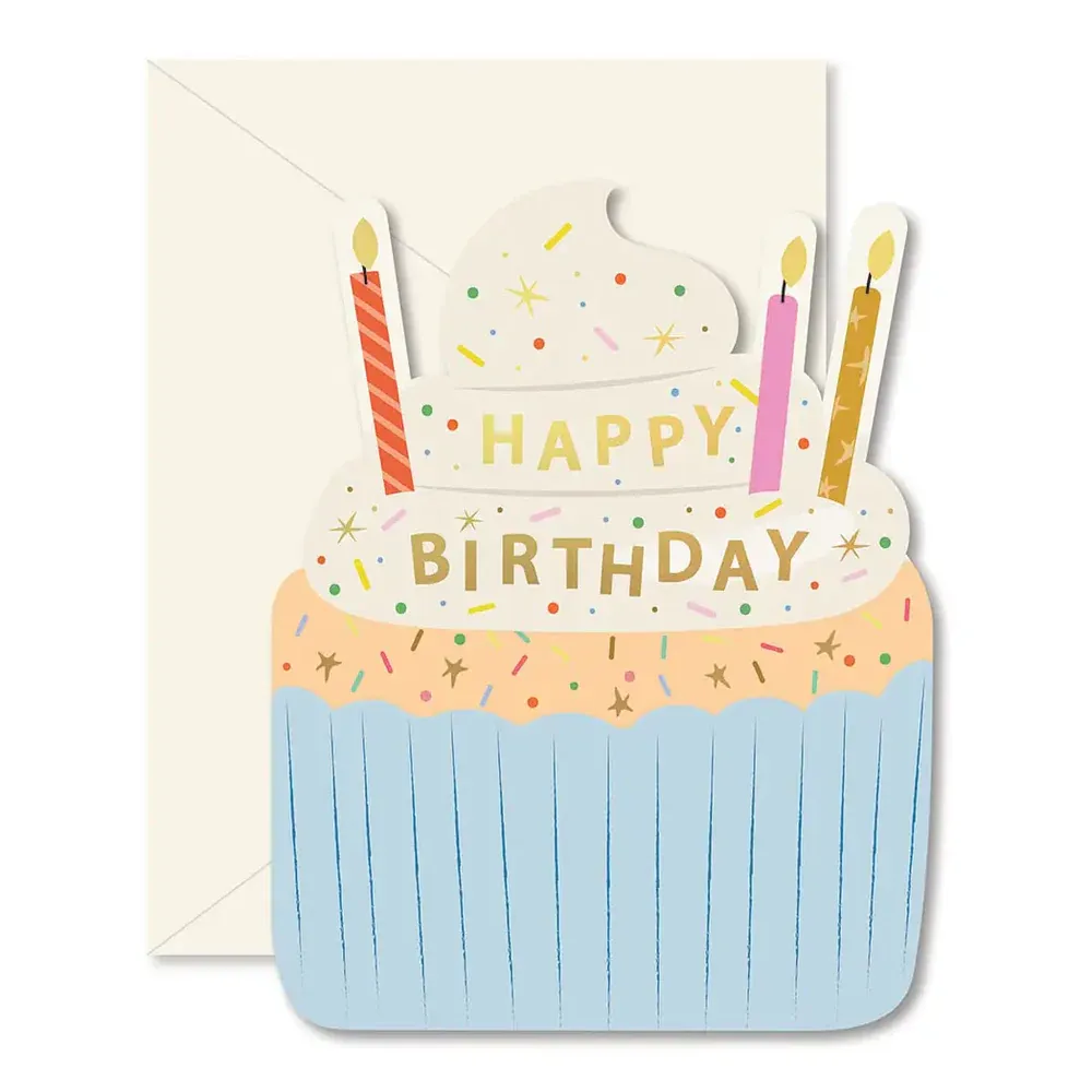 Card Birthday Cupcake Die-cut Folded