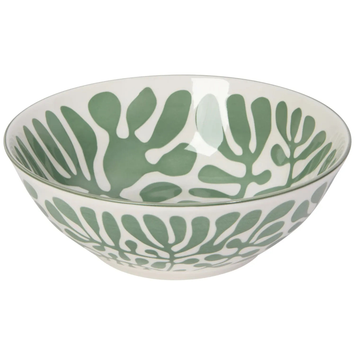 Bowl With Stamped Kombu Print In Mint 8"