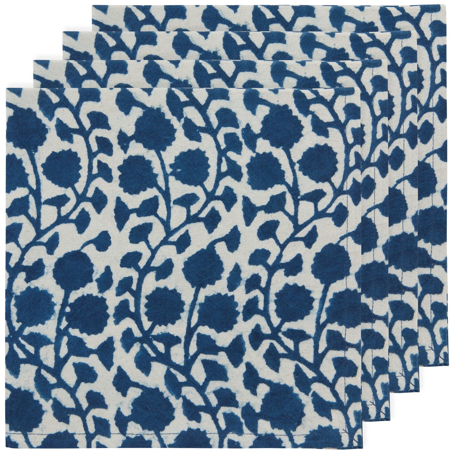 Napkin Set/4 Block Print Vinebloom