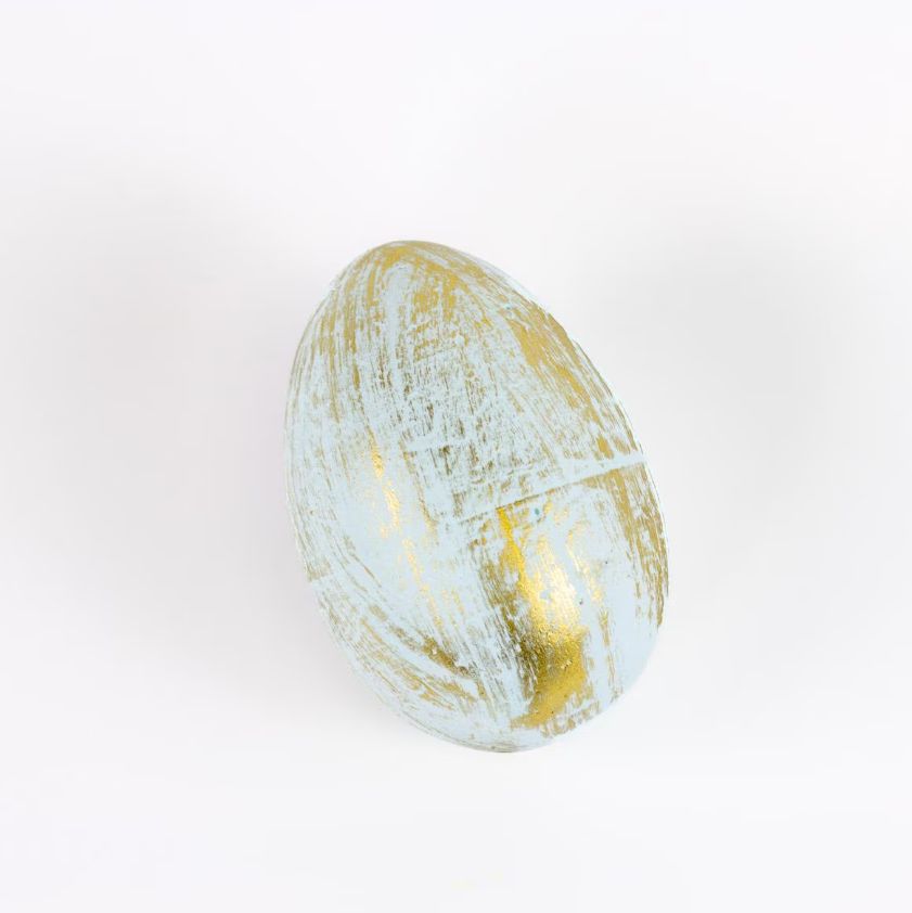 Edmonton Egg In Blue &amp; Gold 4"