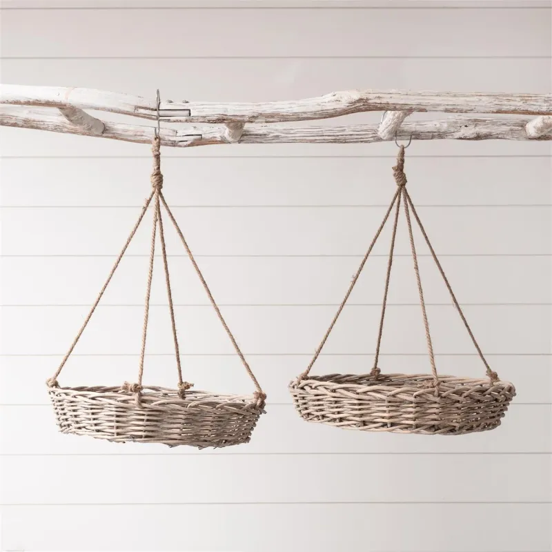 Weathered Wicker Hanging Basket Large