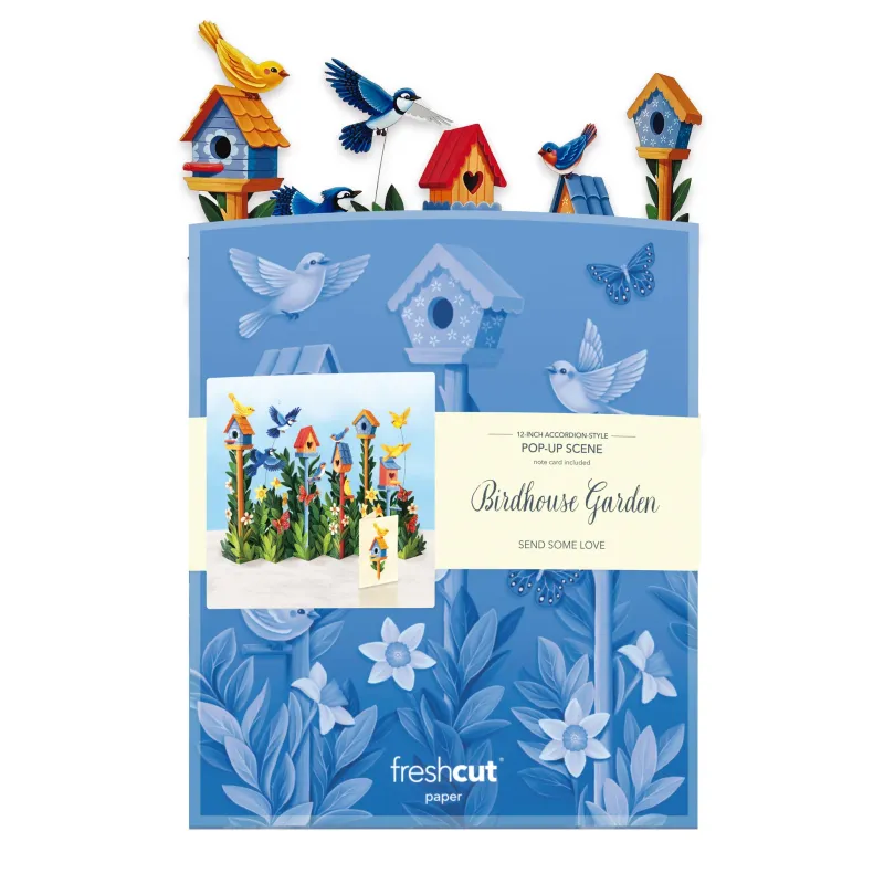 Fresh Cut Paper Pop Up Mini Birdhouse Garden &amp; Matching Card