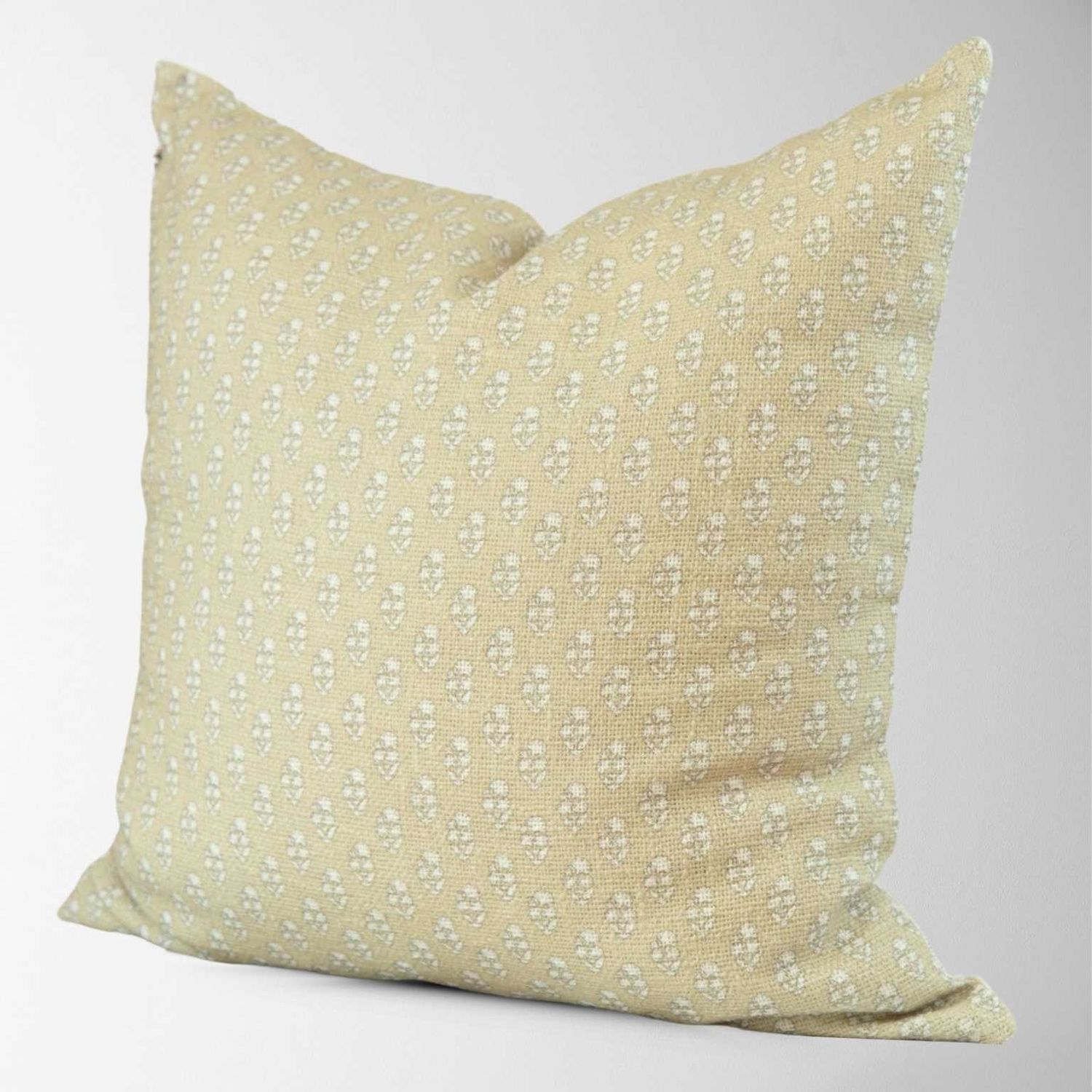 Aurora Block Print Pillow Flower Modern Coastal In Sage 22"x22"