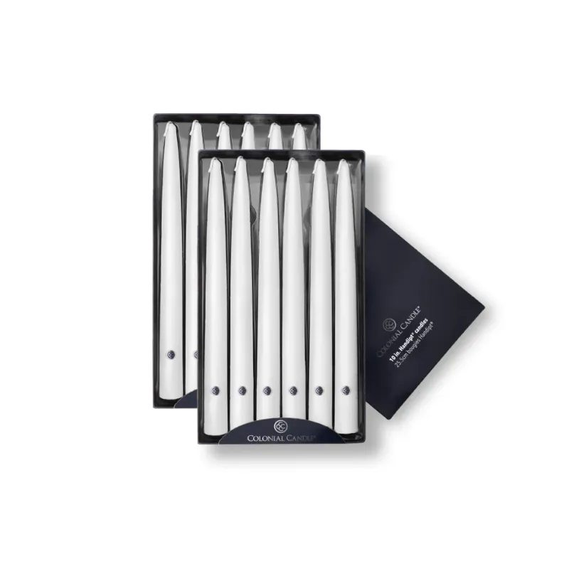 Unscented Handipt 10" Taper Colonial Candle In White