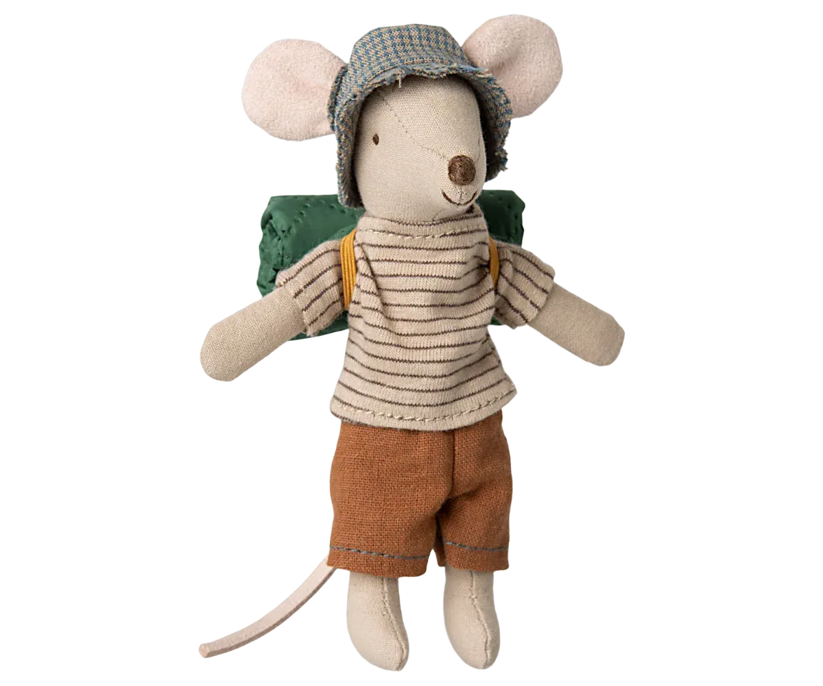 Maileg Big Brother Hiker Mouse In Thin Stripes