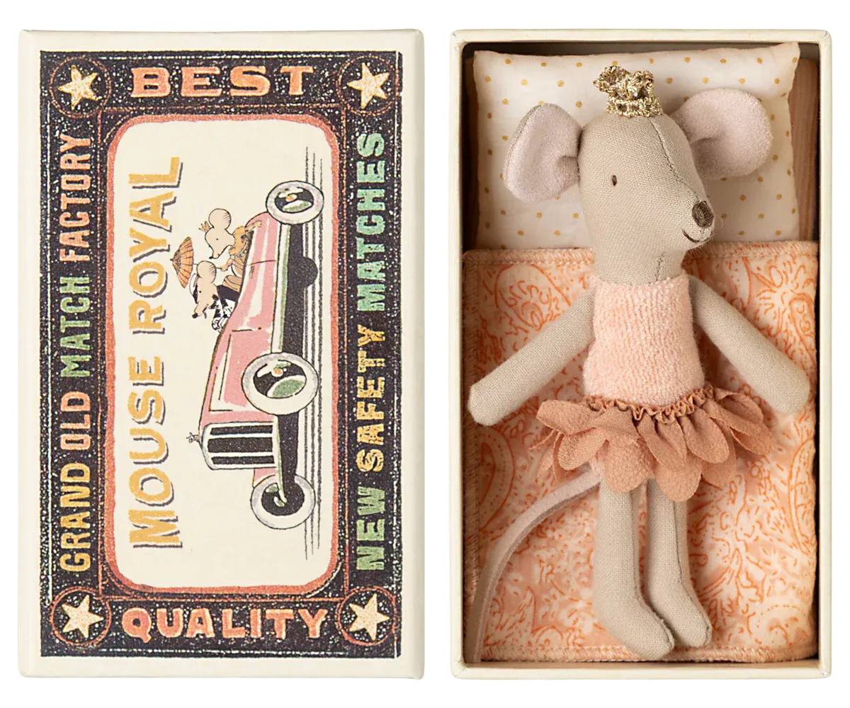 Maileg Little Sister Princess Mouse In A Matchbox
